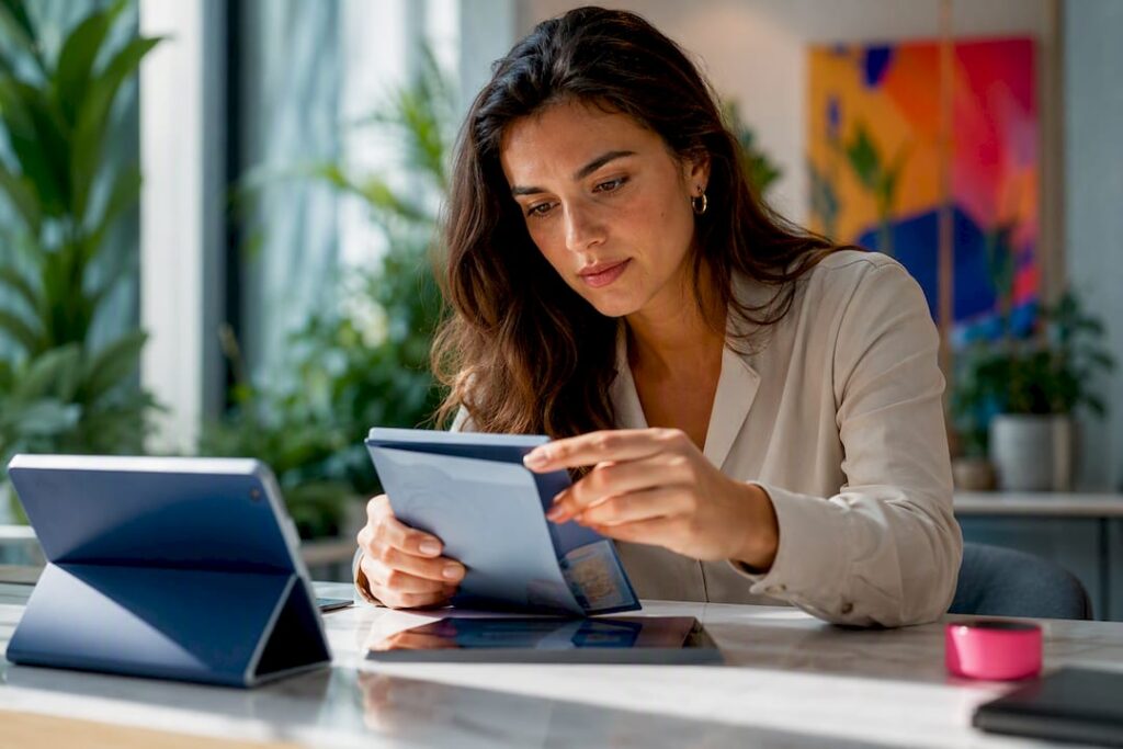 Specialist inspecting a KYC passport scan