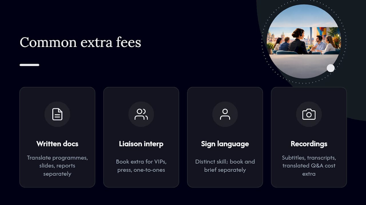 Beyond interpreting: the fees people forget to budget for — overview diagram