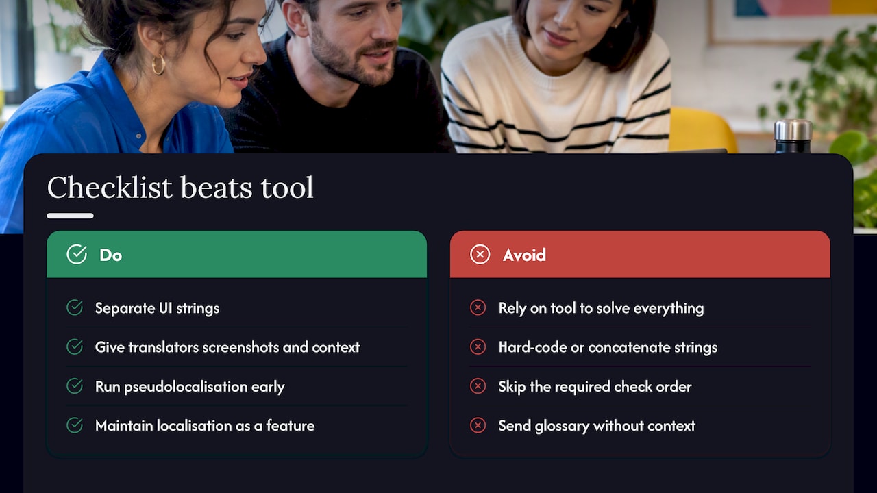 Our take: the checklist matters more than the tool — overview diagram
