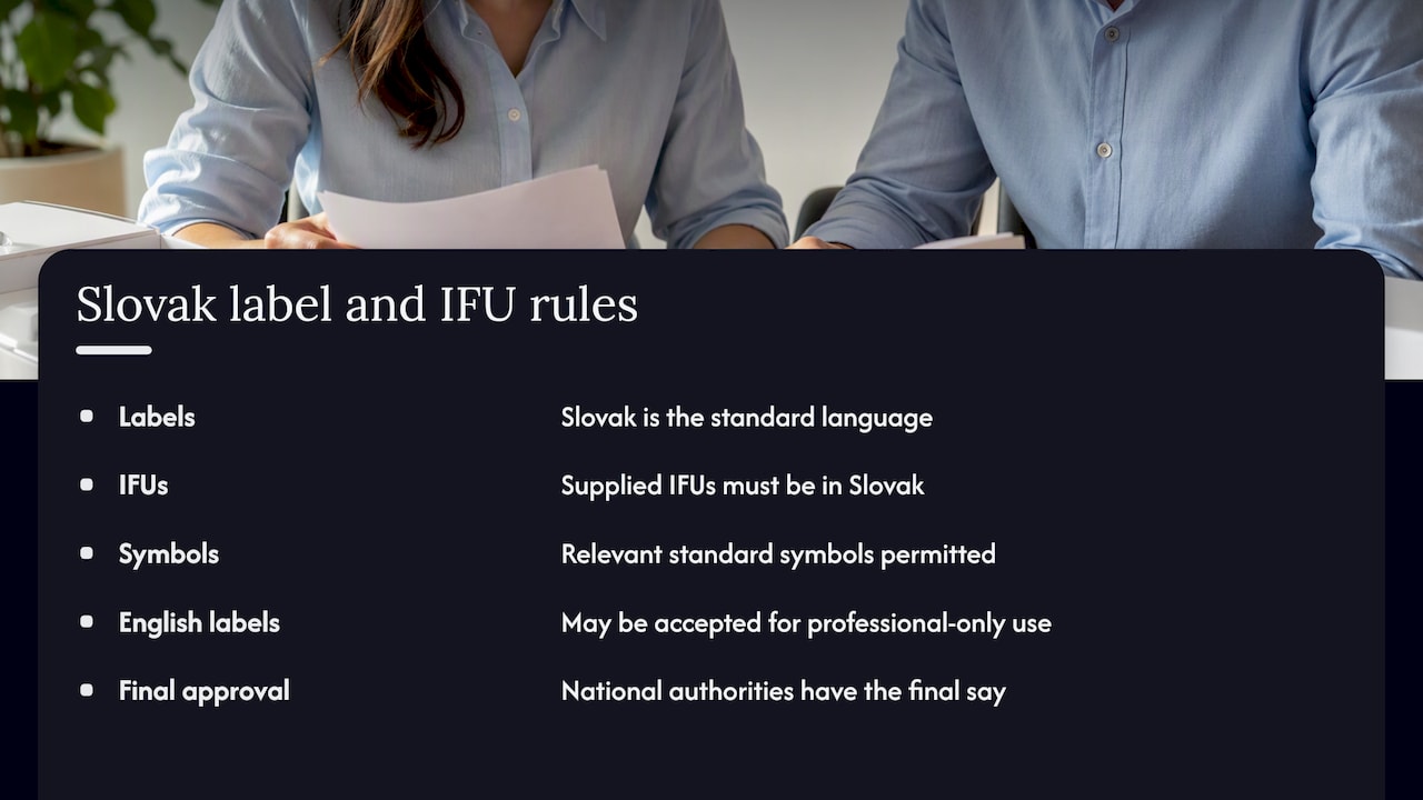 What Slovakia expects on labels and IFUs — overview diagram